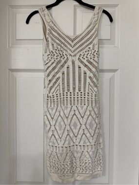 bebe Ivory Crochet Midi Dress